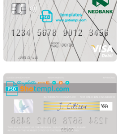 editable template, Lesotho Nedbank visa card fully editable template in PSD format