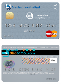 editable template, Lesotho Standard Bank mastercard fully editable credit card template in PSD format