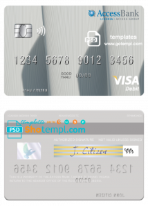 Liberia Access Bank visa card fully editable template in PSD format