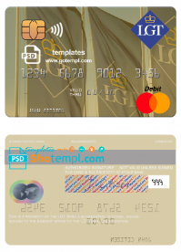 editable template, Liechtenstein LGT Bank mastercard fully editable credit card template in PSD format