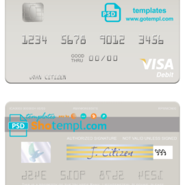 editable template, Liechtenstein Valartis Bank visa card fully editable template in PSD format