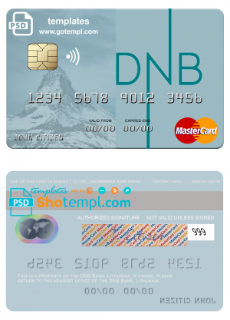 editable template, Lithuania DNB Bank mastercard fully editable credit card template in PSD format