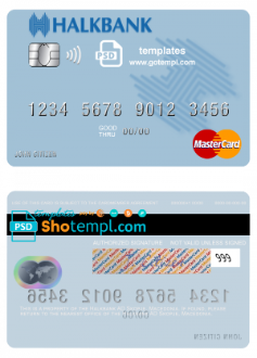 editable template, Macedonia Halkbank AD Skopje mastercard credit card template in PSD format