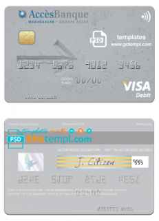 editable template, Madagascar AccèsBanque visa card fully editable template in PSD format