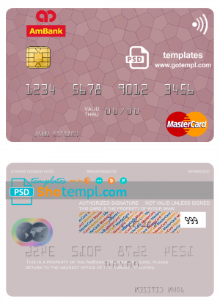 Malaysia AmBank mastercard credit card template in PSD format