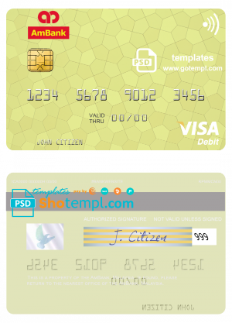 editable template, Malaysia AmBank visa credit card template in PSD format