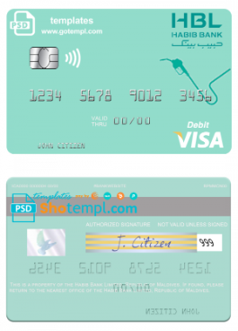 editable template, Maldives Habib Bank Limited visa card fully editable template in PSD format