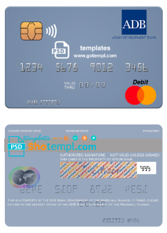 editable template, Marshall Islands ADB Bank mastercard credit card template in PSD format