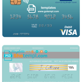 editable template, Marshall Islands ADB Bank visa credit card template in PSD format
