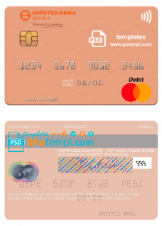editable template, Montenegro Hipotekarna bank mastercard, fully editable template in PSD format