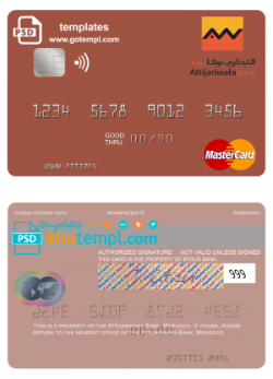editable template, Morocco Attijariwafa bank mastercard, fully editable template in PSD format