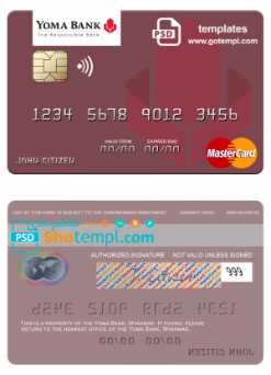 editable template, Myanmar Yoma Bank Limited mastercard, fully editable template in PSD format