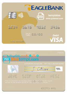 editable template, Nauru Eagle Bank Inc visa debit card, fully editable template in PSD format