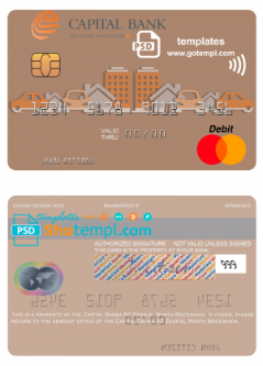 editable template, North Macedonia Capital Banka AD Skopje mastercard, fully editable template in PSD format
