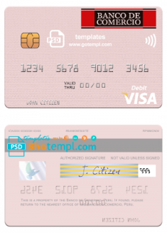 editable template, Peru Banco de Comercio visa debit card template in PSD format