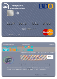 editable template, Philippines Banco de Oro mastercard, fully editable template in PSD format