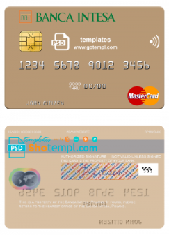 editable template, Poland Banca Intesa mastercard, fully editable template in PSD format