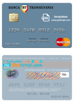 editable template, Romania Banca Transilvania mastercard, fully editable template in PSD format