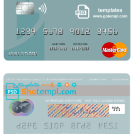 editable template, Russia Bank ZENIT mastercard, fully editable template in PSD format