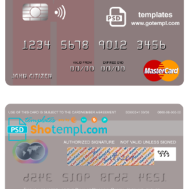 editable template, Russia Bank of Moscow mastercard, fully editable template in PSD format