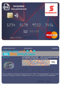 editable template, Saint Vincent and the Grenadines Bank of Nova Scotia mastercard card template in PSD format