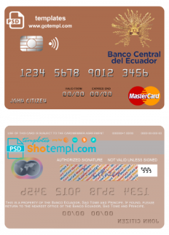 editable template, Sao Tome and Principe Banco Ecuador mastercard template in PSD format