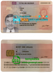 editable template, Belgium permanent residence card template in PSD format, fully editable