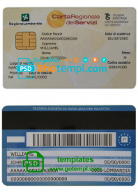 Italy health insurance card (Tessera sanitaria) template in PSD format, fully editable