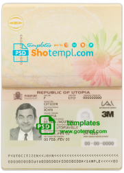 Utopia passport template in PSD format, fully editable