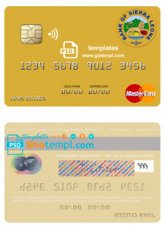 editable template, Sierra Leone Bank of Sierra Leone mastercard template in PSD format