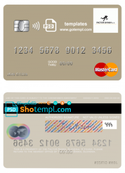 editable template, Slovenia Factor Banka mastercard template in PSD format