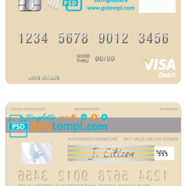editable template, Slovenia Factor Banka visa debit card template in PSD format