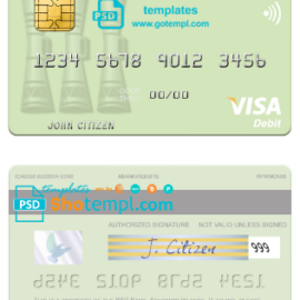 editable template, Solomon Islands BSP Bank visa debit credit card template in PSD format