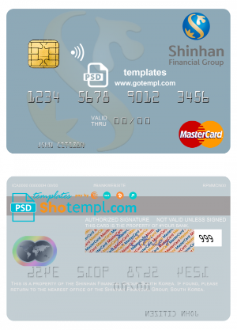 editable template, South Korea Shinhan Financial Group mastercard credit card template in PSD format