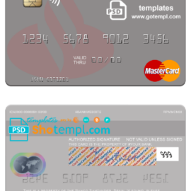 editable template, Spain Banco Santander mastercard template in PSD format