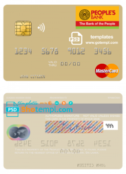 editable template, Sri Lanka People’s Bank mastercard credit card template in PSD format