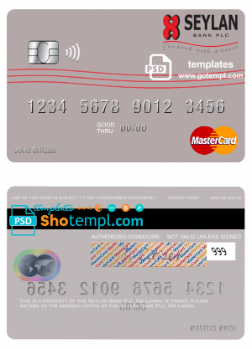 editable template, Sri Lanka Seylan Bank Plc mastercard card template in PSD format