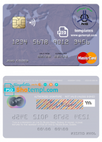 editable template, Sudan El Nilein Bank mastercard template in PSD format