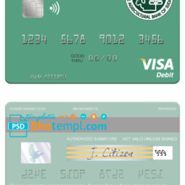 editable template, Sudan The Agricultural Bank of Sudan visa debit card template in PSD format