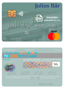editable template, Switzerland Julius Baer Group AG mastercard template in PSD format