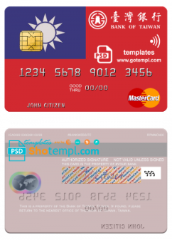 editable template, Taiwan Bank of Taiwan mastercard template in PSD format