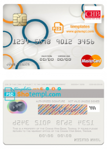 editable template, Taiwan Chang Hwa Bank mastercard template in PSD format