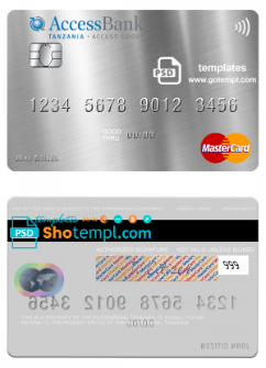 editable template, Tanzania AccessBank mastercard template in PSD format