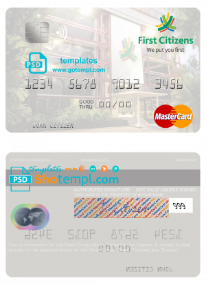 editable template, Trinidad and Tobago First Citizes Bank mastercard template in PSD format