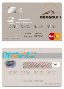 editable template, Turkmenistan Garagum IJSB mastercard template in PSD format