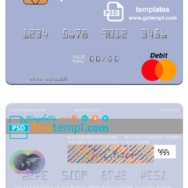 editable template, Turkmenistan Rysgal JSCB mastercard template in PSD format