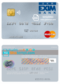 editable template, Ukraine Ukreximbank mastercard template in PSD format