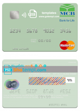 editable template, United Arab Emirates MCB Bank mastercard template in PSD format