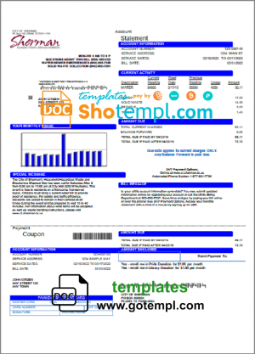editable template, USA City of Sherman utility bill template in Word and PDF format