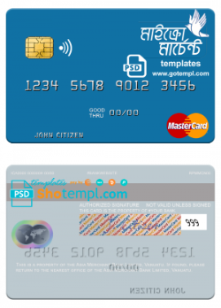 editable template, Vanuatu Asia Merchant Bank Limited mastercard template in PSD format